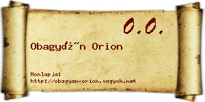 Obagyán Orion névjegykártya